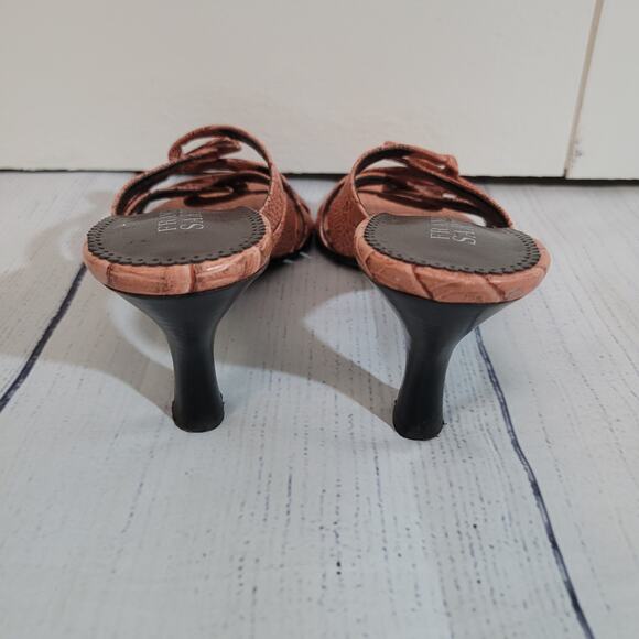 Franco Sarto	Size	8m	Salmon Leather Gator Pattern Crisscross Slide Heels - Picture 8 of 11